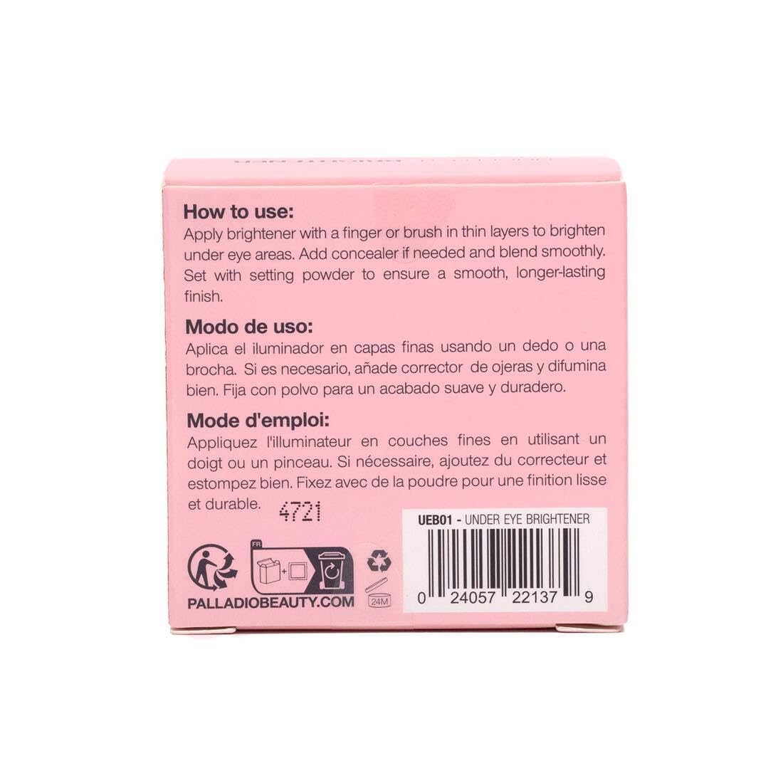 Palladio Under Eye Brightener, Conceal, Brightens, Reduces Appearance of Dark Circles, With Caffeine Peptides & Vitamin E, Tired Skin Color Correcting Brightener & Primer, Light to Medium (Soft Pink) - Image 7