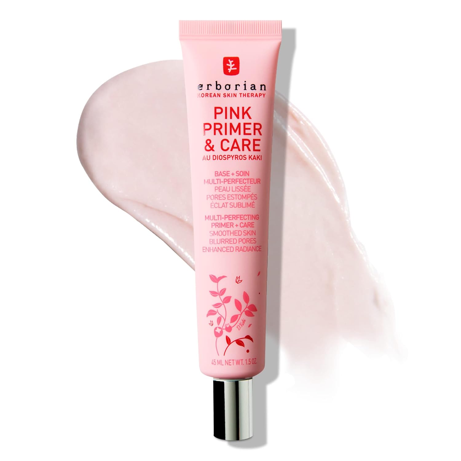 Erborian Pink Primer & Care, Multifunctional Pore‑Blurring Cream & Hydrating Rosy Makeup Base, Moisturizing and Smoothing Effects, Korean Skincare
