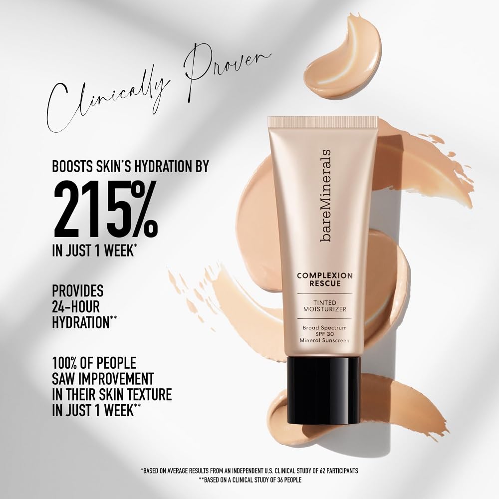bareMinerals Complexion Rescue Tinted Moisturizer with SPF 30, Hydrating Tinted Mineral Sunscreen with Hyaluronic Acid, Sheer-to-Light Coverage, Multi-tasking, Skincare Infused Makeup - Image 4