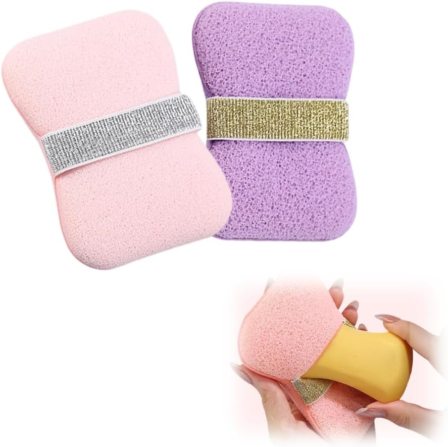 Bath Soap Sponge with Soap Bag, Soap Pocket Sponge (Pink Purple Set) | 2026 New Portable Bath Sponge with Strap for Daily Shower Use, Body Cleansing Sponge, soap scrubber pouch