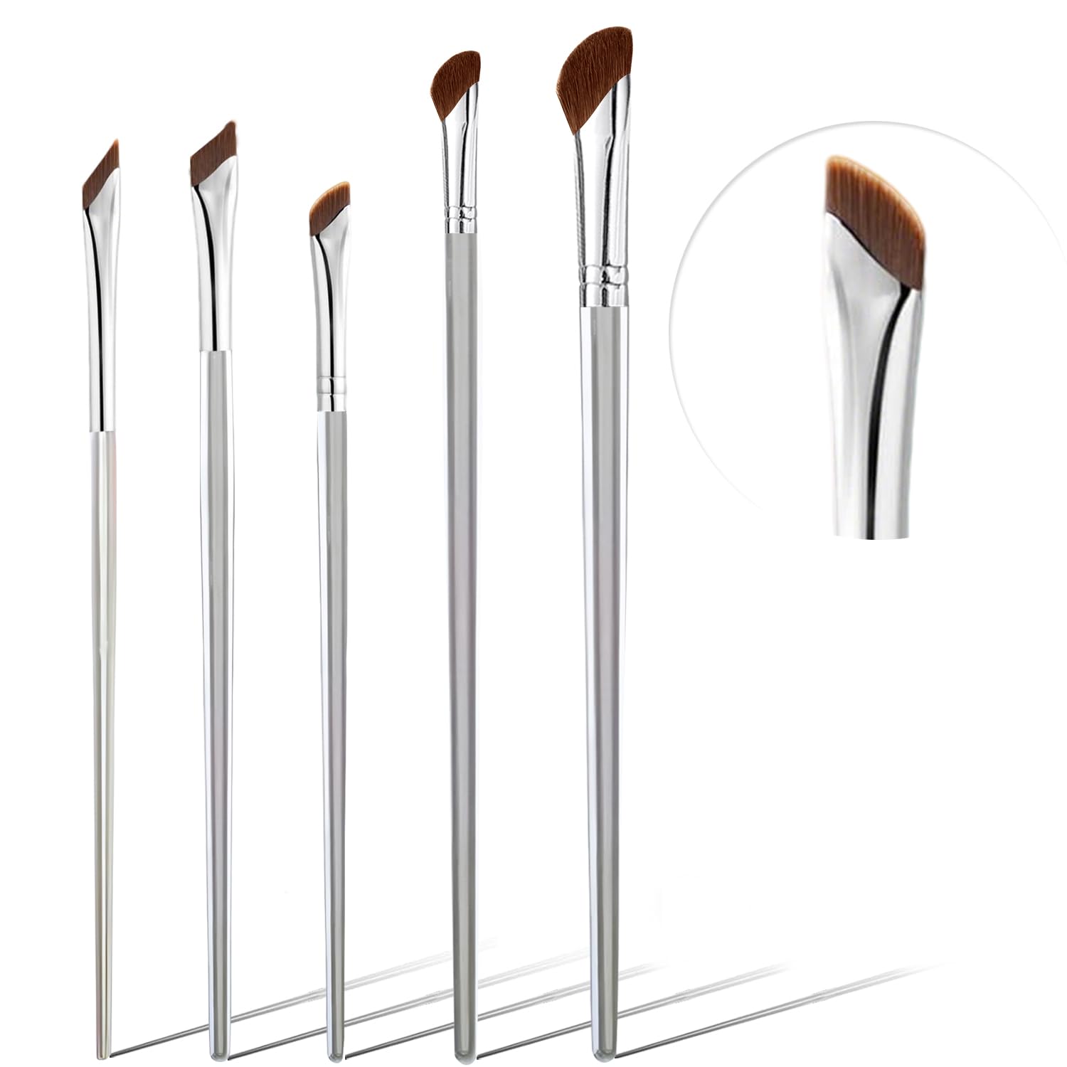 Nose Contour Brush Eyeliner Brush Set 5PCS, Fine Angled Eyeliner Brush Concealer Brush, Ultra Thin Slanted Flat Eyeliner Makeup Brushes, Contour Brushes for Blending Liquid Cream Powder Cosmetics