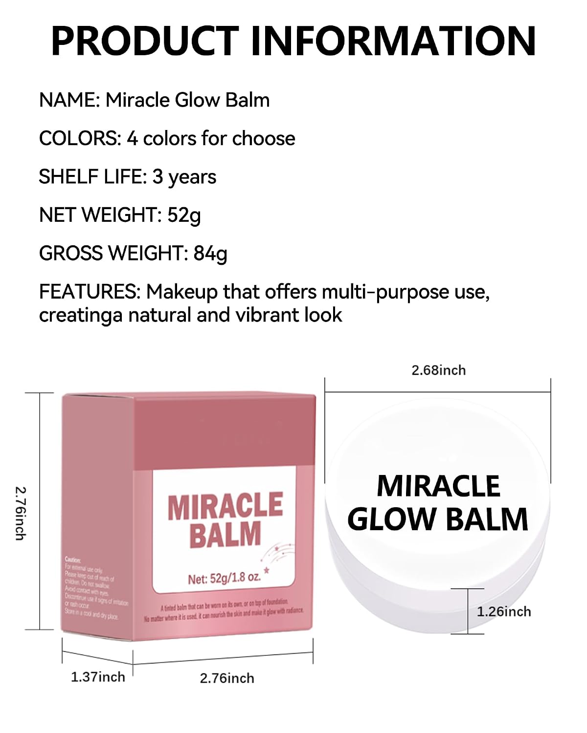 Multi Glow Balm, Miracle Glow Balm Tinted Face Creamy Blush for Women Cheeks Lip Eye, Hydrating Lightweight & Blendable Color, Shimmer Blusher Facial Makeup, Christmas Gift for Women Girl-02 Rose - Image 7