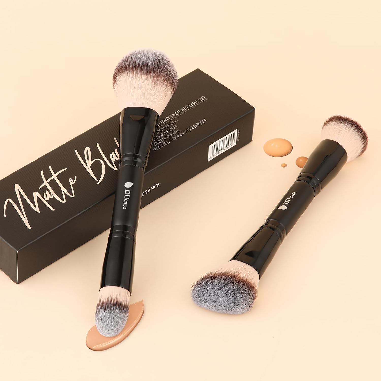 DUcare Foundation Makeup Brushes, 2Pcs Premium Dual-Ended Makeup Brush Foundation, Powder, Buffer & Contour Brushes for Liquid, Cream, Powder, Blending Face Brush, Fit for Home, Travel & Gifting - Image 7