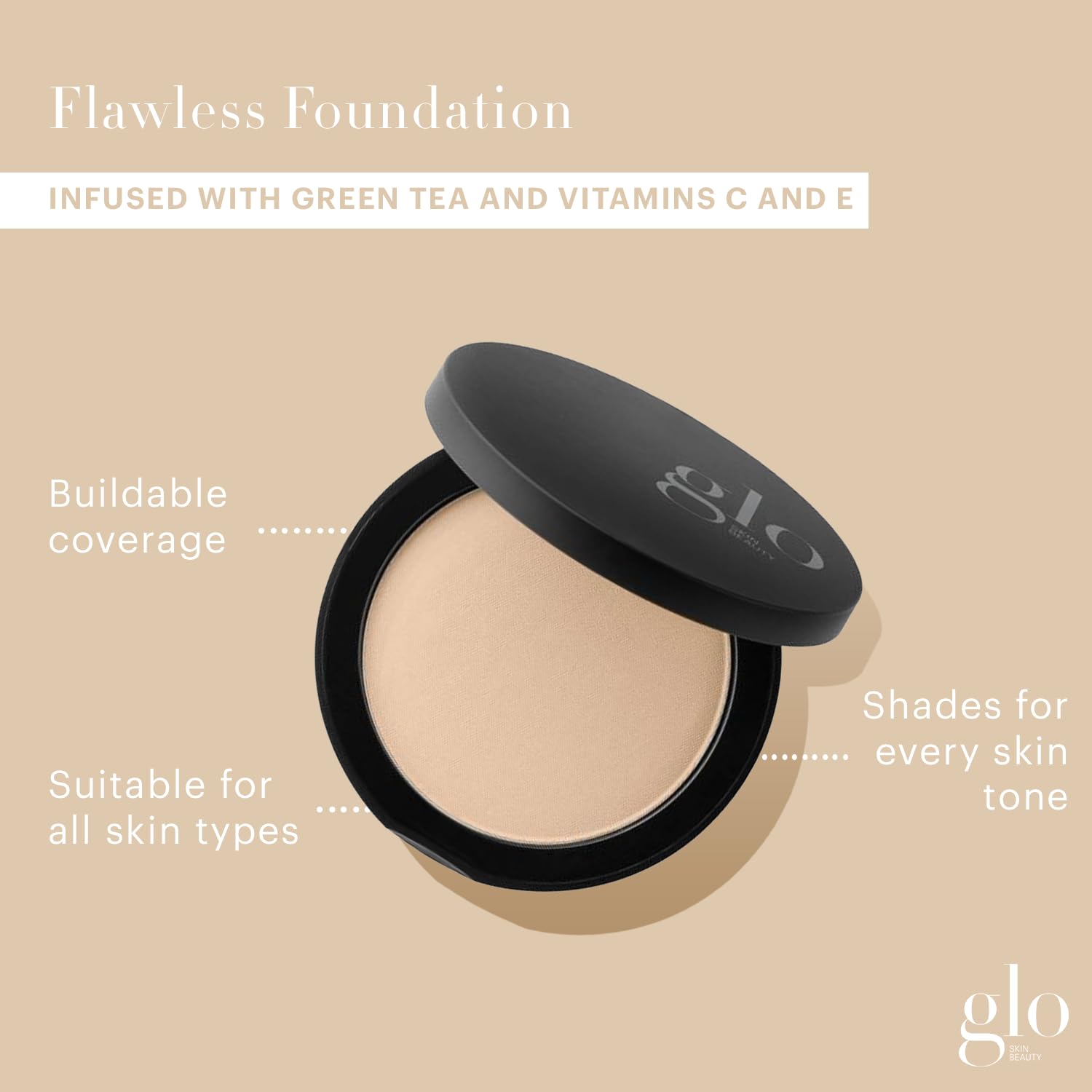 Glo Skin Beauty Pressed Base Powder Foundation Natural Medium 0.92oz | Buildable sheer-to-full coverage, long wear, semi-matte finish, oily skin, smooth complexion, face powder compact - Image 2