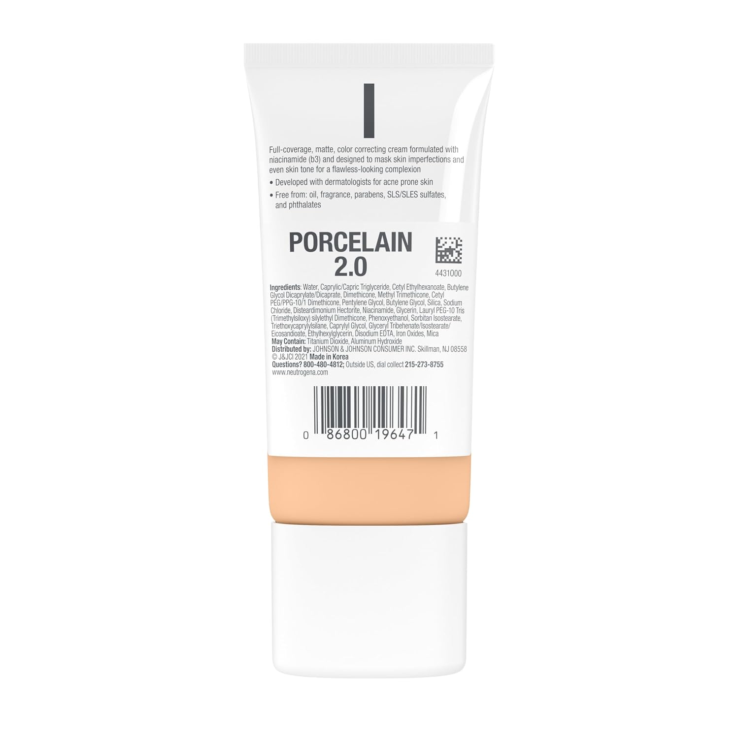 Neutrogena Clear Coverage Flawless Matte CC Cream, Porcelain, 1 oz | Full-Coverage Color Correcting Cream Face Makeup with Niacinamide (b3), Hypoallergenic, Oil Free & Fragrance Free - Image 9