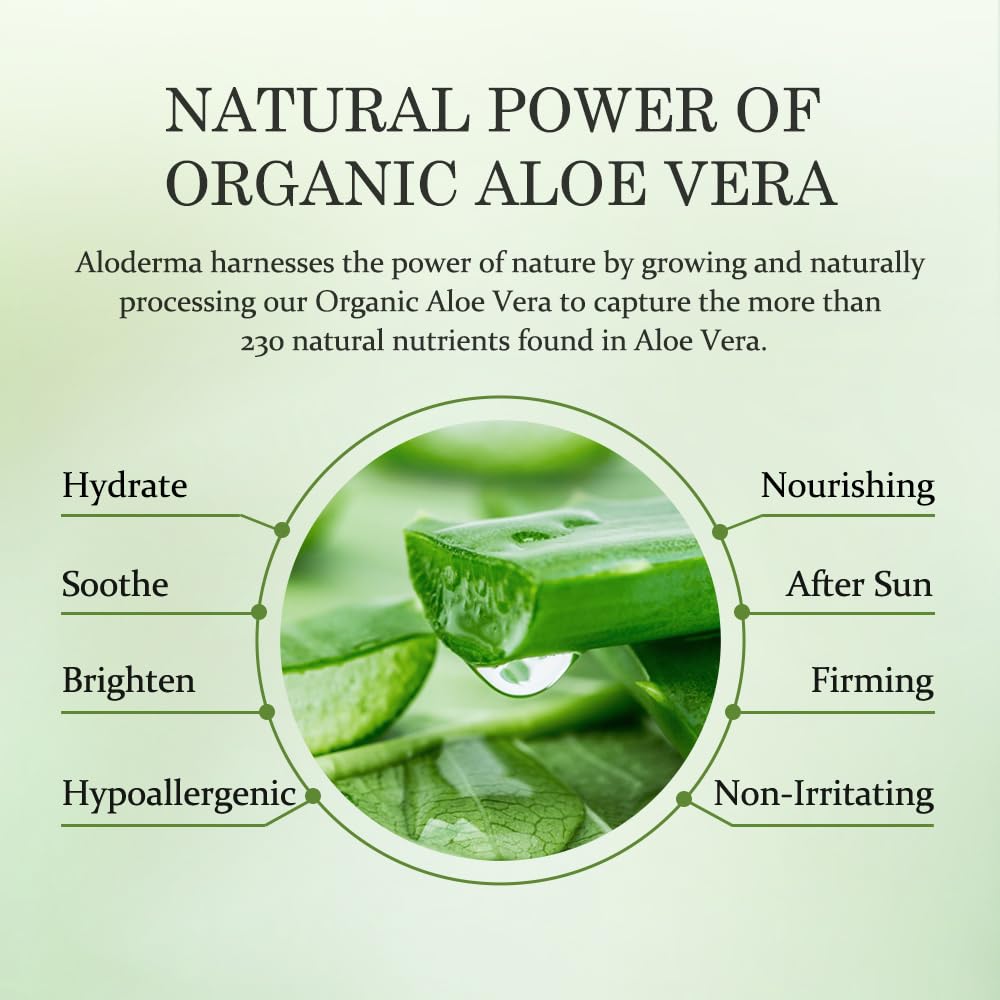 Aloderma Aloe Vera Gel - Large 17.6oz Value Pump - Made within 12 Hours of Harvest with 99% Organic Aloe Vera, Lightweight, Non-Sticky for Sunburns, Natural, Soothing Aloe Vera for Face & Hair - Image 4