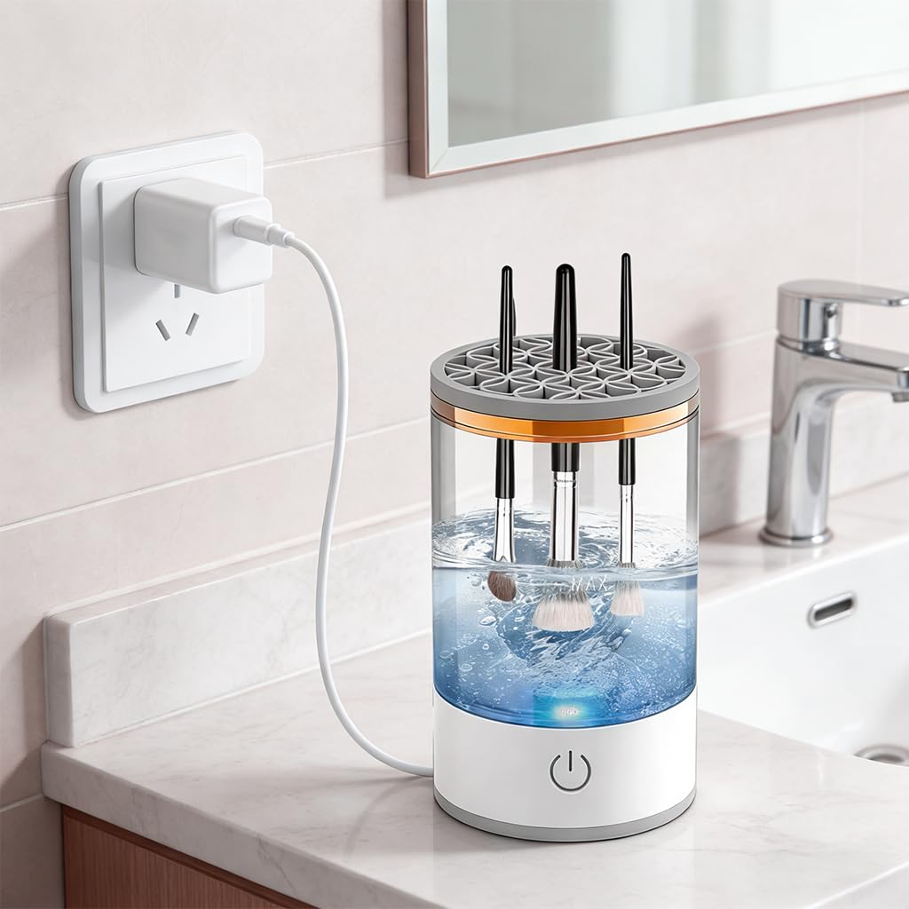 3 In 1 Electric Makeup Brush Cleaner Machine,Automatic Makeup Brush Cleaner Electric,Cleaning Tool,Cosmetic Brushes Cleaners,For Deep Cleaning (White) - Image 8