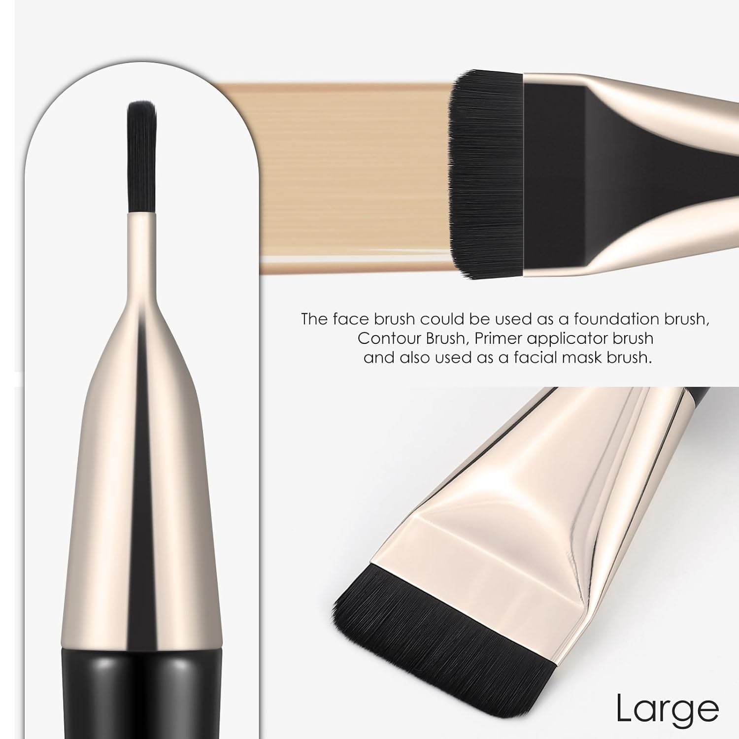 2Pcs Flat Foundation Brush, Korean Spatula Facial Makeup Brush, Ultra Thin Concealer Contour Brush for Liquid Cream Blending - Image 5