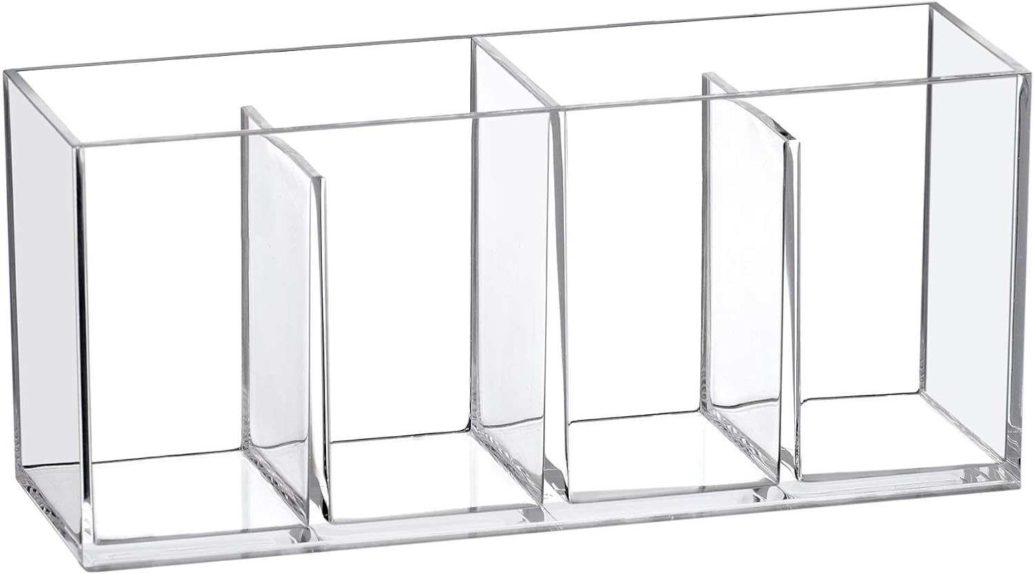 Glamour - Acrylic 4-Compartment Makeup Organizer, Transparent Plastic Makeup Brush Holder, Perfect Bathroom Vanity Storage Solution for Makeup Brushes, Eyebrow Pencils, and More - Image 5
