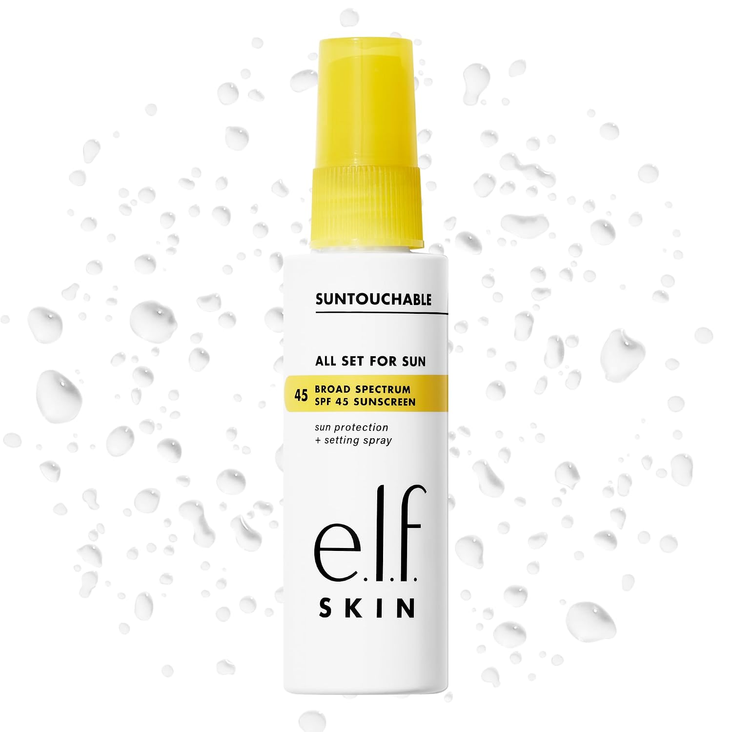 e.l.f. SKIN All Set For Sun SPF 45 Setting Spray | Clear Makeup Setting Mist + Sunscreen, Weightless SPF Face Protection & Makeup-Locking Spray, Vegan & Cruelty-Free