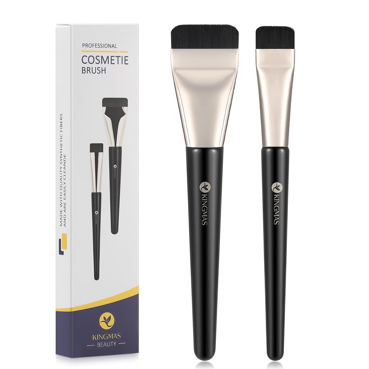 2Pcs Flat Foundation Brush, Korean Spatula Facial Makeup Brush, Ultra Thin Concealer Contour Brush for Liquid Cream Blending