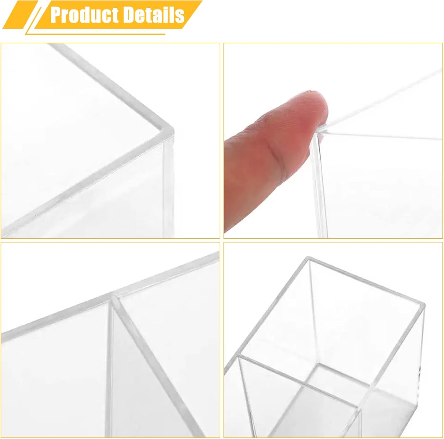 Cerpourt Clear Makeup Brush Organizer,Acrylic Cosmetic Brushes Storage Holder with 3 Slots,Pencil Pen Holder for Desk,Desk Organizer and Accessories for Vanity - Image 6