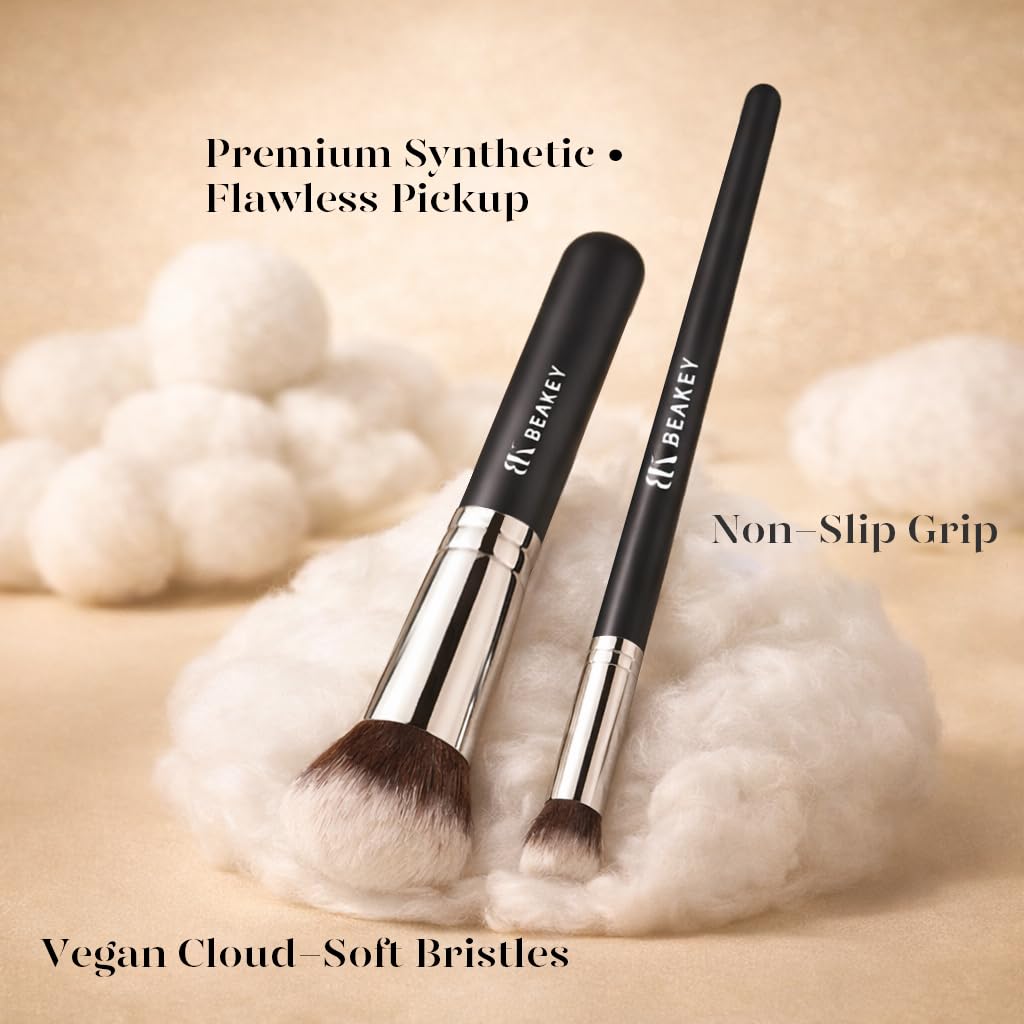 BEAKEY Makeup Brush Set,13 Pcs with Case,10 Brushes and 2 Sponges | Soft synthetic bristles,foundation brush for liquid makeup,eye shadow brushes set,blush brush cream,travel makeup brush set - Image 6