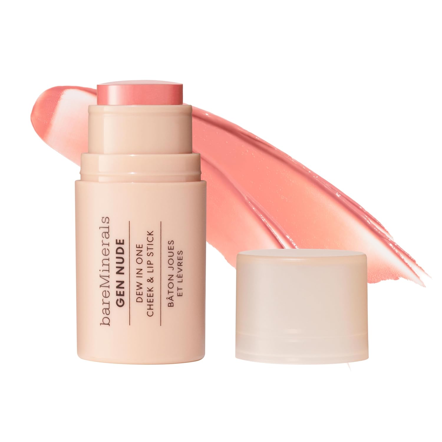 bareMinerals GEN NUDE Dew in One Cheek & Lip Stick Multi-Use Cream Balm for Lips & Cheeks, Hydrating, Buildable Color, Natural Dewy Finish, Travel-Friendly