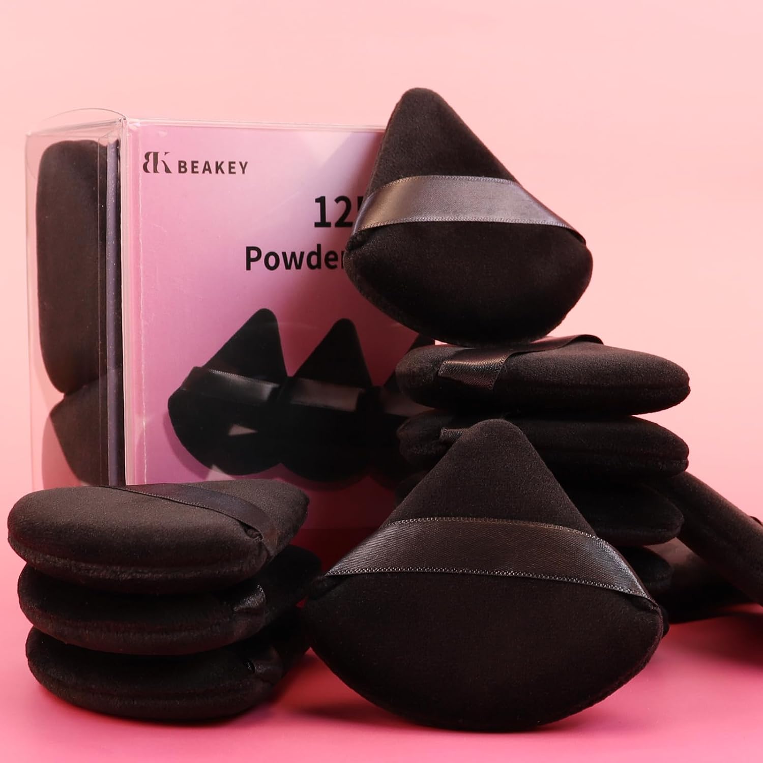 BEAKEY Powder Puff, 12pcs Face Triangle Powder Puffs for Loose & Foundation | Black Velvet Makeup Puff for Contouring & Baking, Ultra-soft Cloud Kiss Makeup Tools for Setting, Reusable & Washable - Image 7