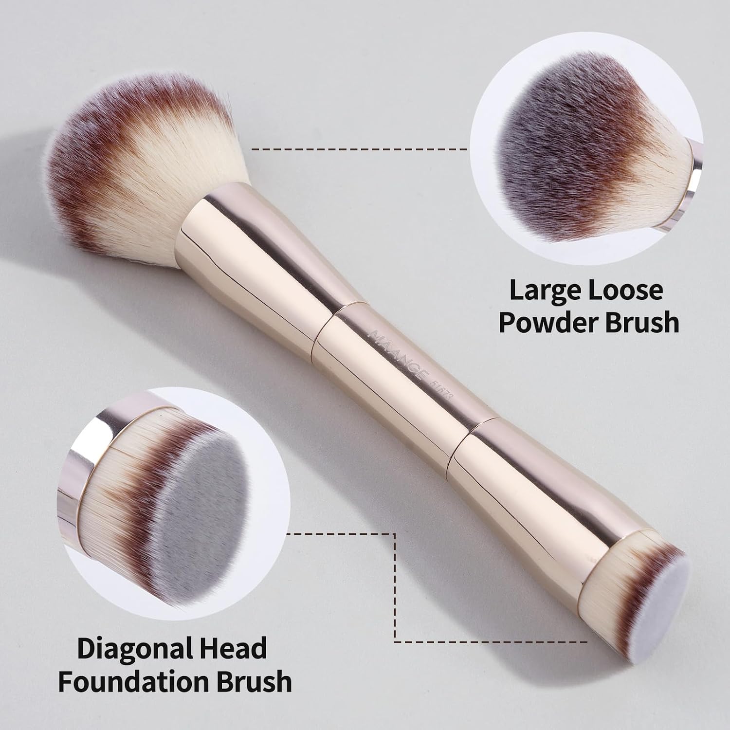 MAANGE Foundation Makeup Brushes, 2Pcs Double Ended Makeup Brush for Blending Liquid Powder Concealer Cream Blush Buffe (Gold) - Image 5