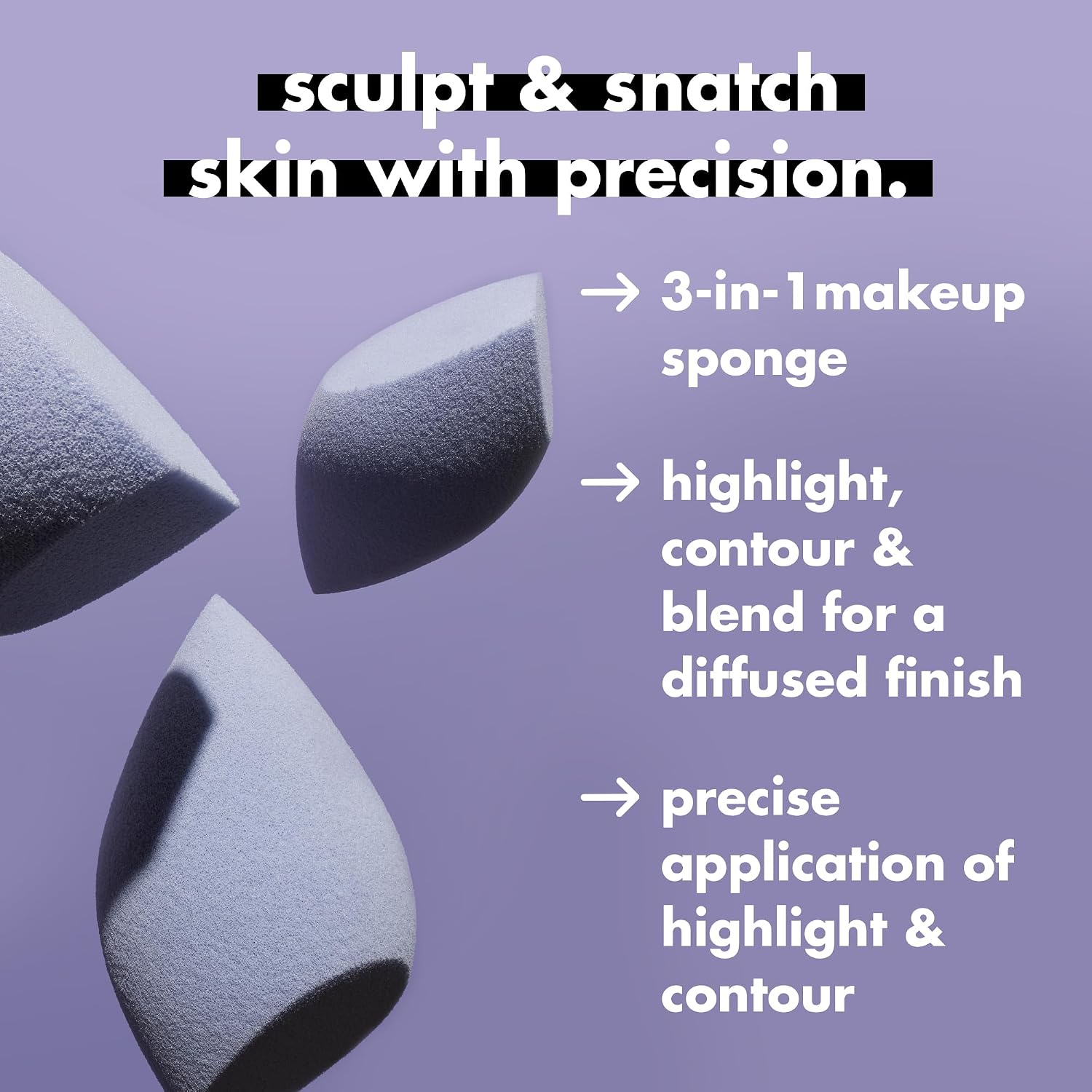 e.l.f. Precision Sculpting Sponge | 3-in-1 Sponge For Contouring & Blending To A Smooth Finish, Great For Cream & Powder Formulas, Vegan & Cruelty-Free - Image 4