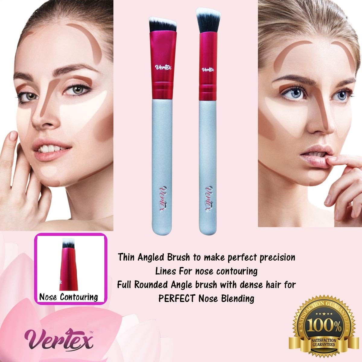 Nose Contour Brush Contouring Makeup Brush Set - Sculpting Blending Real Brush Hair Angled Blush Techniques Dramatic Cheekbones Highlighting Bronzer Palette Powder Concealer Foundation Cream - Image 4
