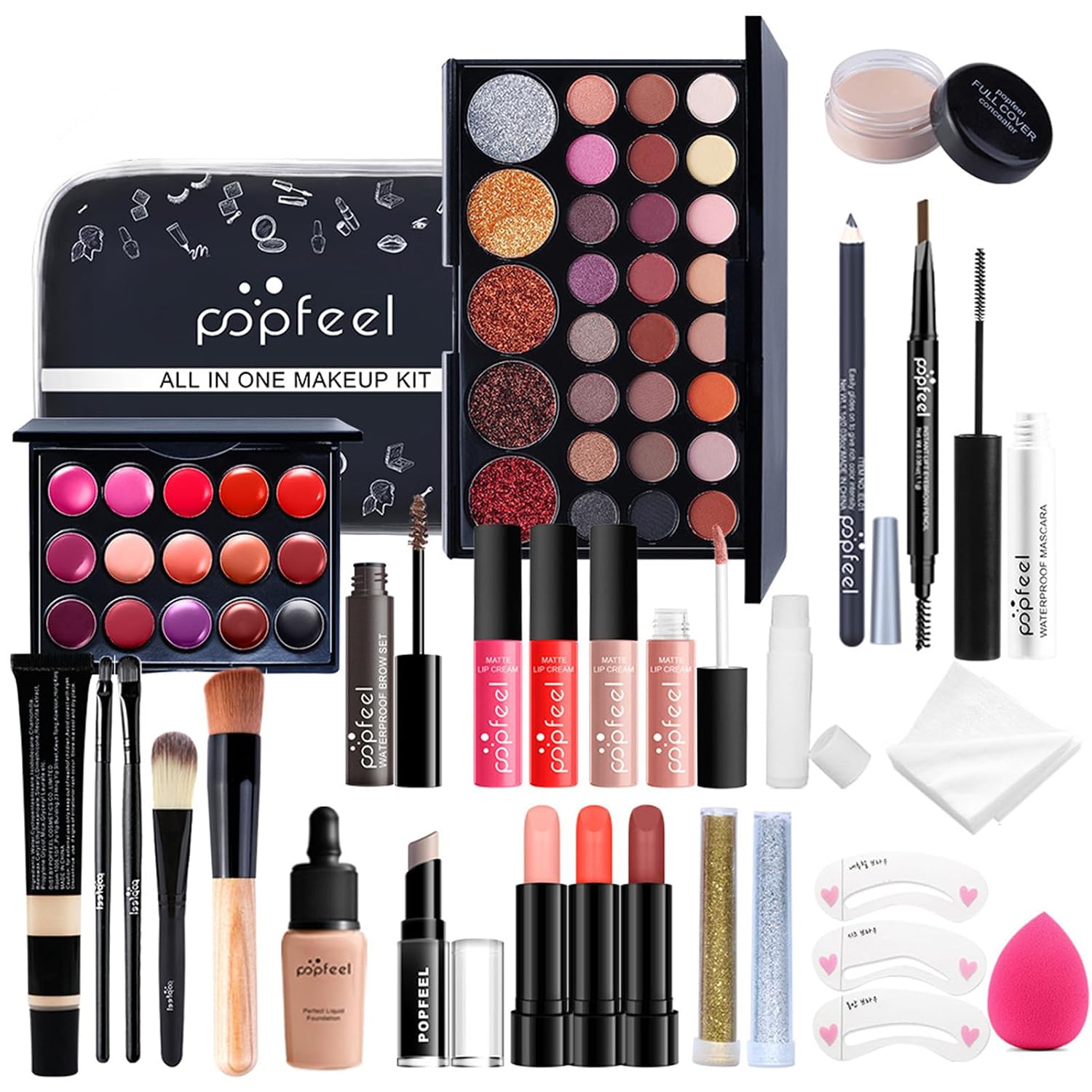 All in One Makeup Kit for Women Full Kit, Mother's Day Makeup Gifts Set for Women Girls, Makeup Essential Bundle Include Eyeshadow Palette Lipstick Blush Foundation Concealer Mascara Eyebrow Pencil