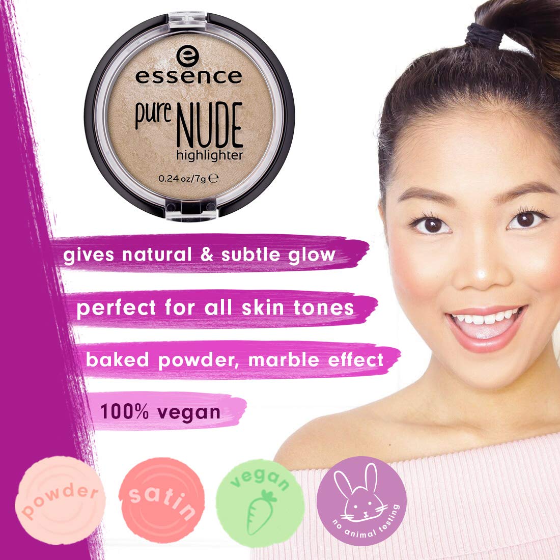 essence Pure Nude Highlighter, Natural Radiance Makeup (10 Be My Highlight) | Baked Powder Face Glow, Buildable & Blendable, Subtle Shine, Lit From Within Look, Vegan, Cruelty Free, Paraben Free, 0.24 oz - Image 2