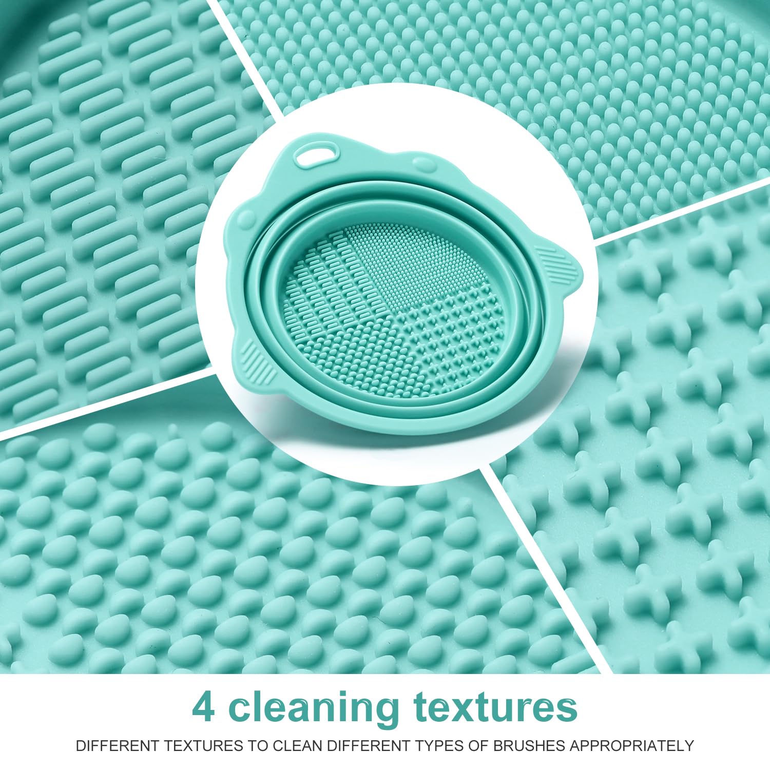 Foldable Silicone Makeup Brush Cleaner Bowl | Portable Cleaning Tool For Brushes, Powder Puffs, Sponges (Green) - Image 3