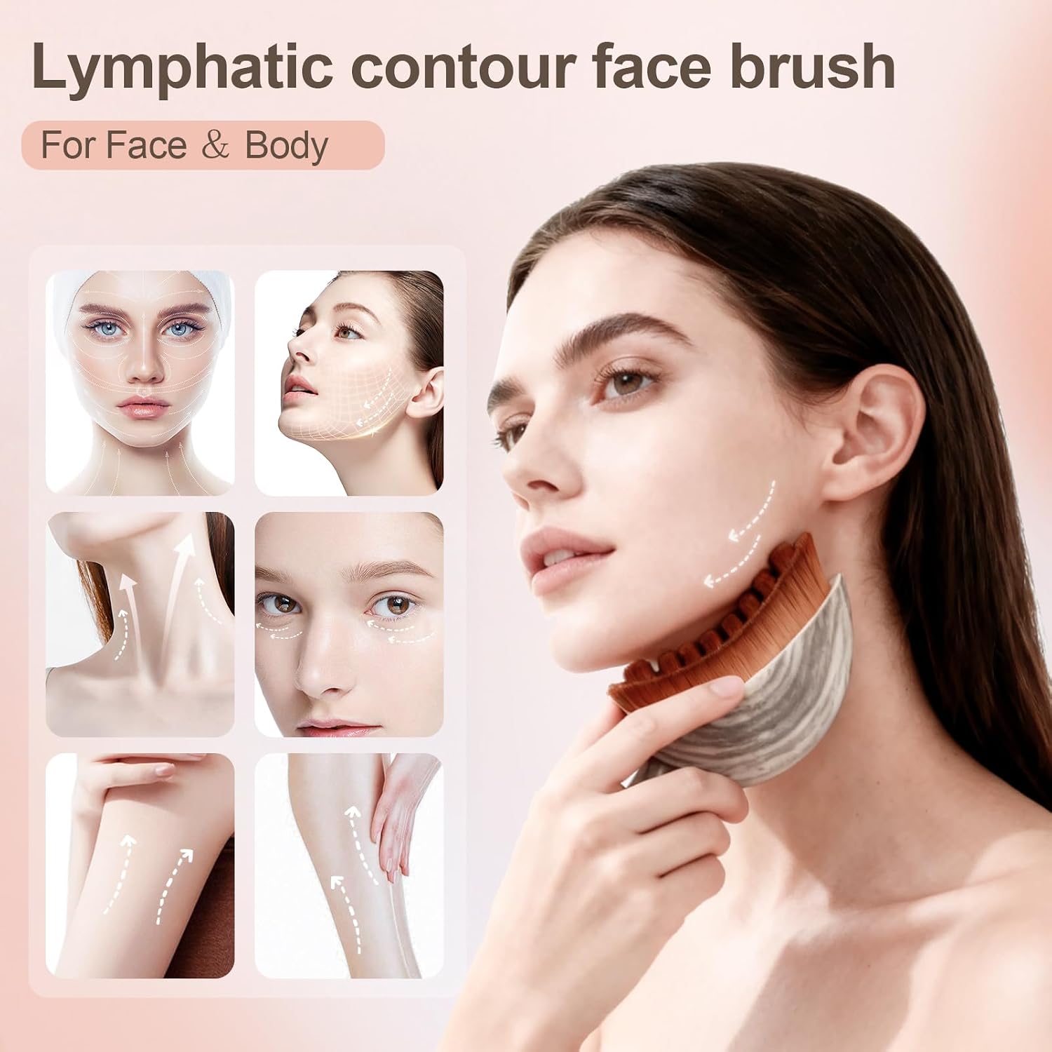 Lymphatic Contour Face Brush, Manual Lymphatic Drainage Massager, Natural Makeup Brushes with Durable Soft Bristles, Hypoallergenic Ergonomic Facial Cleansing Brush for Sculpting - Image 2