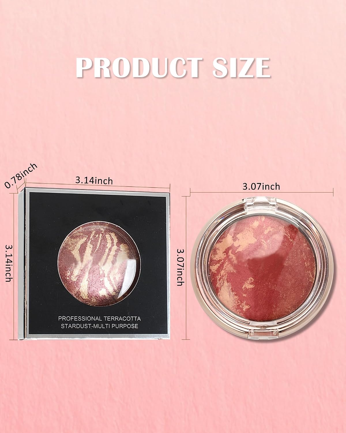 Baked Blush for Cheeks, Peach Pink Shimmer Blusher Powder Palette for Women | Lightweight, Long Lasting, Glow Marbleized, Eyeshadow & Highlighter, Thanksgiving, Christmas, Face Makeup for Women Girl - Image 7