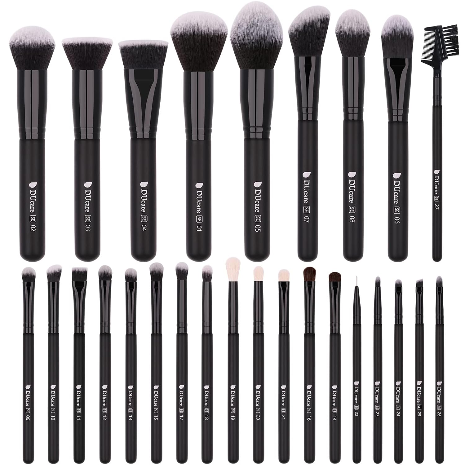 DUcare Professional Makeup Brushes Set 27Pcs Makeup Brush Set Premium Synthetic Kabuki Foundation Blending Face Powder Blush Concealers Eye Shadows Brushes - Image 9