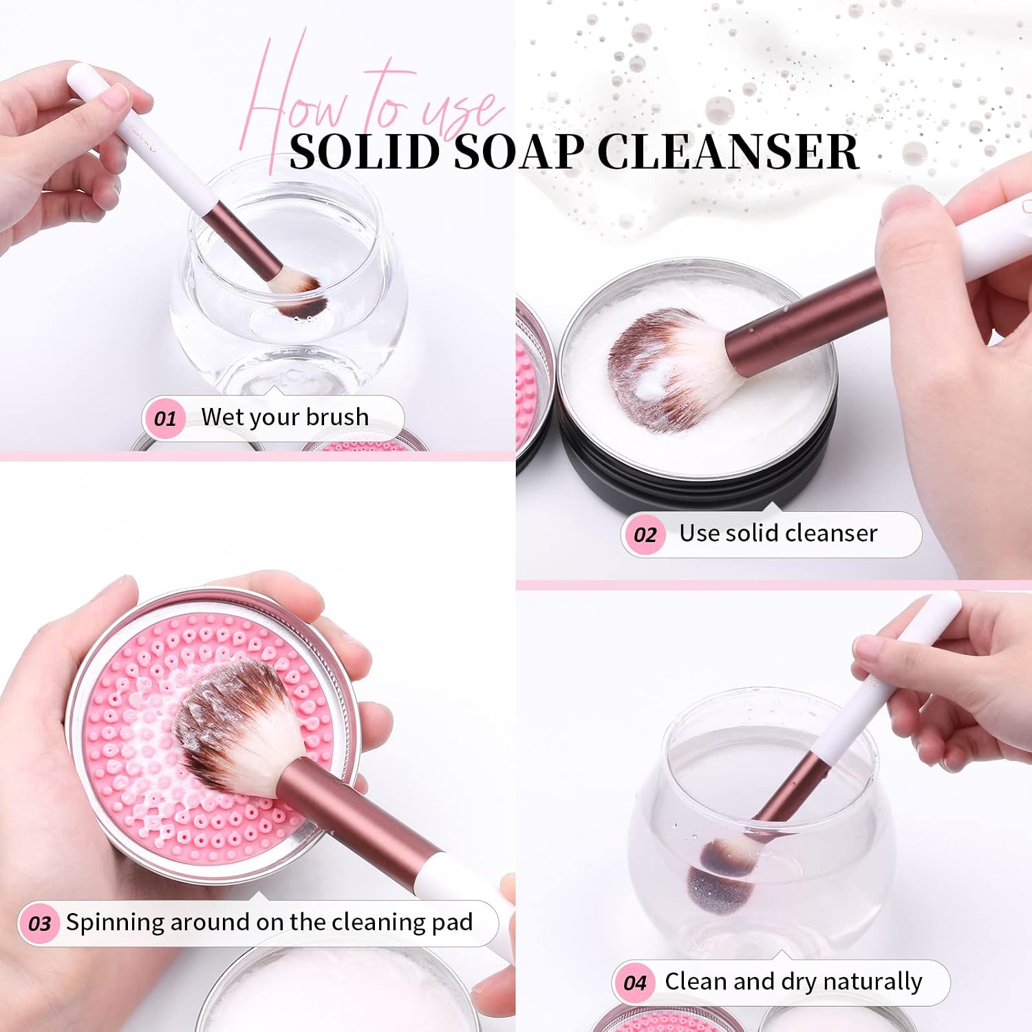 DUcare Makeup Brush Cleaner Shampoo Soap Solid Brush Cleaning Mat Removes Cosmetic Color Brush Cleaner Pad for Cleaning Makeup Sponges Brushes - Image 2