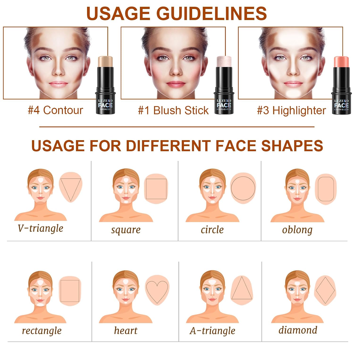 3Pcs Contour Stick Kit, Shades with Highlighter Blush Bronzer, #1 FAIR | Sculpt the Cheeks, Longwear Smooth Non-greasy Formula for All Skin Type, Dewy & Matte Finish - Image 6