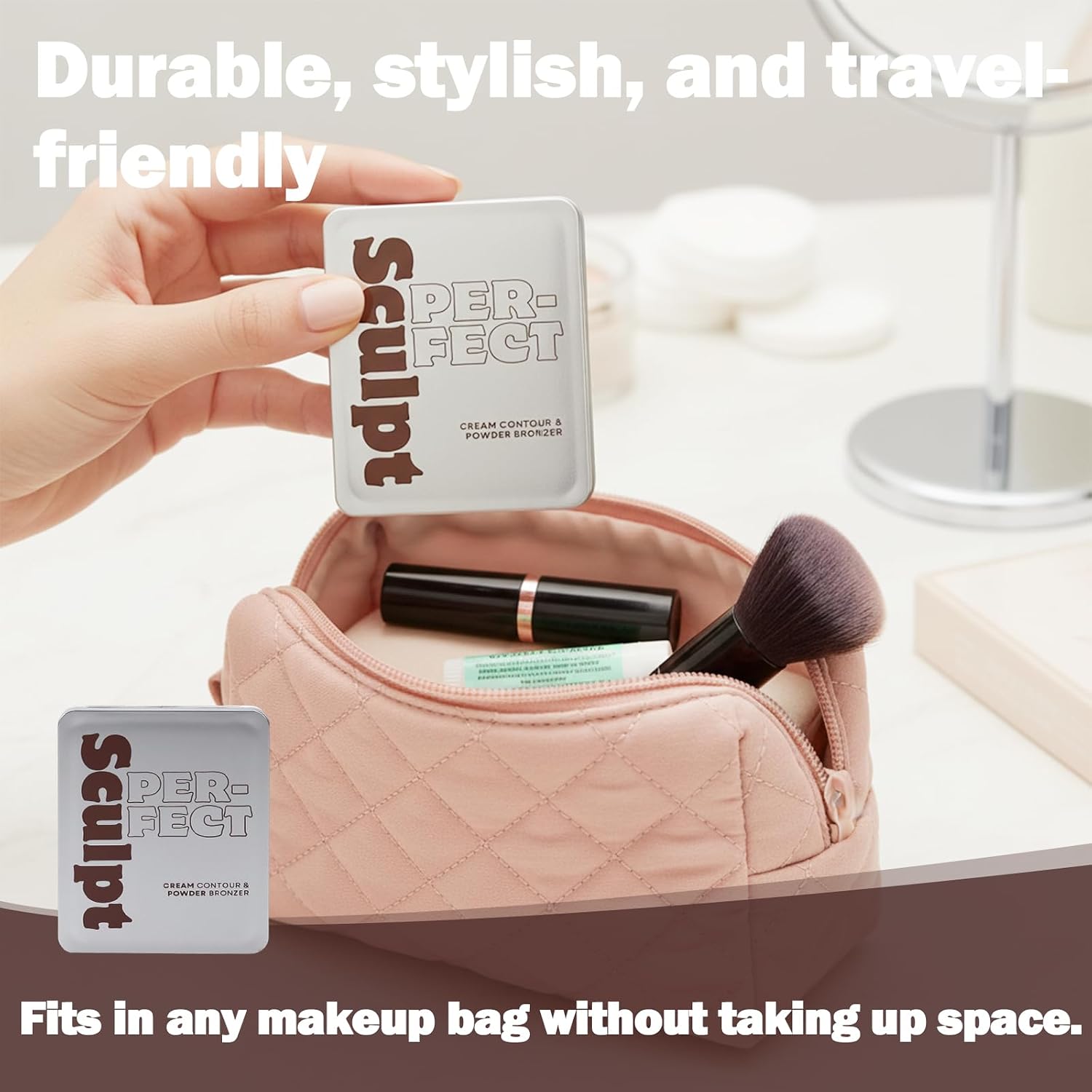 Sculpt Perfect Contour Bronzer Duo Palette – Matte Bronze Powder – Natural Sculpting & Warmth (01 SOFT SANDSTONE, Cream Contour: 0.09 oz / 2.5 g Powder Bronzer: 0.10 oz / 3.0 g) - Image 2
