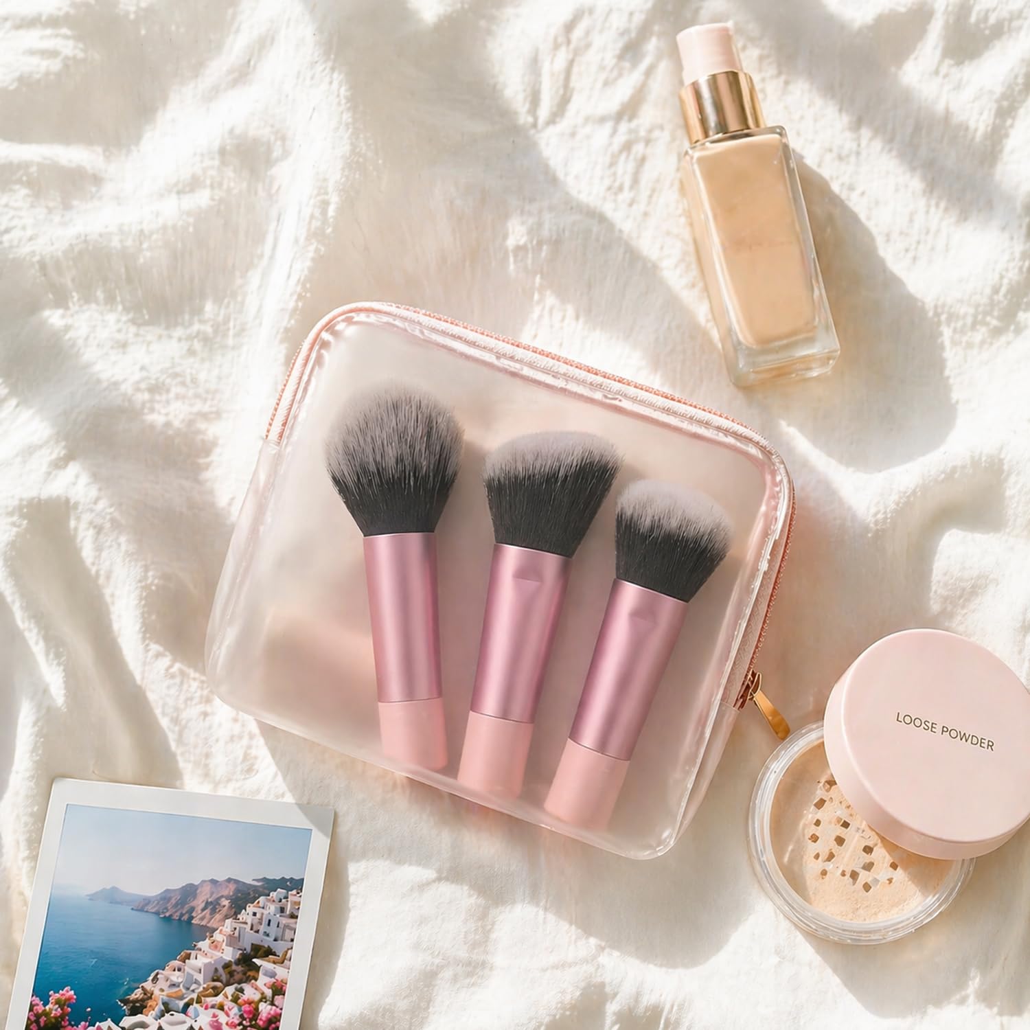 Foundation Contour Powder Brush Set, 3PCS Premium Travel Kabuki Mini Brush | Makeup Brush for Blending Setting Buffing with Liquid, Powder and Cream - Image 7