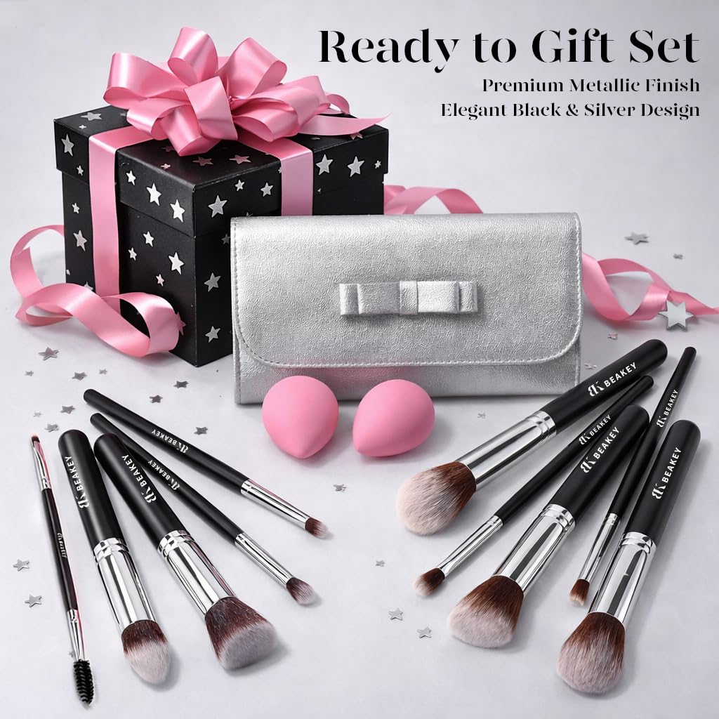 BEAKEY Makeup Brushes,Makeup Brush Set,13 Pcs with Portable PU Cosmetic Bag | Soft synthetic bristles,foundation brush for liquid makeup,contour brush,eye shadow tools,for beginners,daily,blush brush set - Image 8