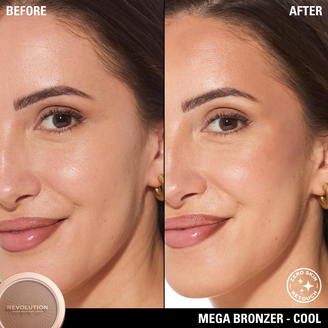Revolution Mega Bronzer Powder, Cool | Matte Finish, Buildable Sculpting & All-Over Glow for Light to Deep Skin Tones, Vegan & Cruelty-Free, 0.52 oz - Image 3