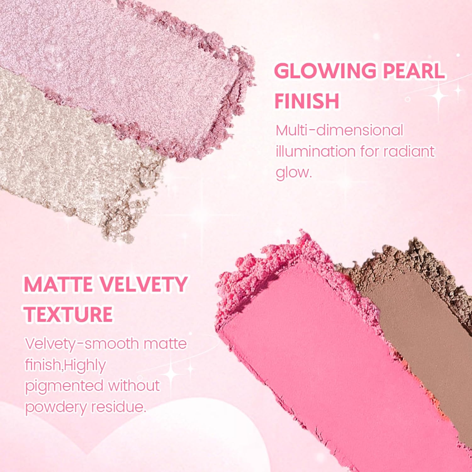 Highlight Contour Blush Palette,Pigmented Long Lasting Shimmer Makeup 02# | Highly pigmented blendable powder,matte&shimmer dual finish,all-in-one sculpting illuminator palette,for all skin tones - Image 6