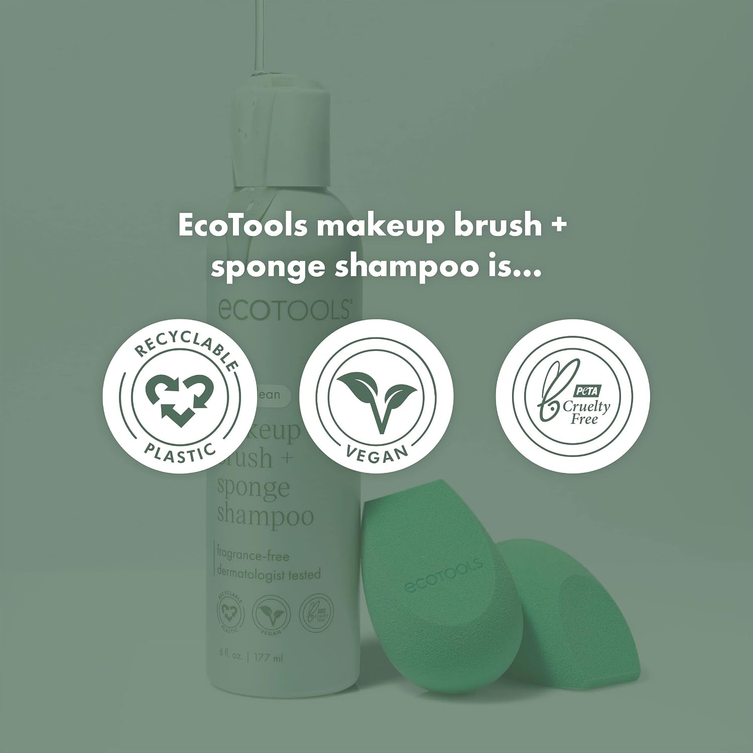 EcoTools XL Makeup Brush Cleanser, Sponge Shampoo, Fragrance-Free, 16 Fl Oz | Cleaner brushes and sponges, makeup brush soap for daily washing, beauty blender cleaner, plant based, sulfate free - Image 8