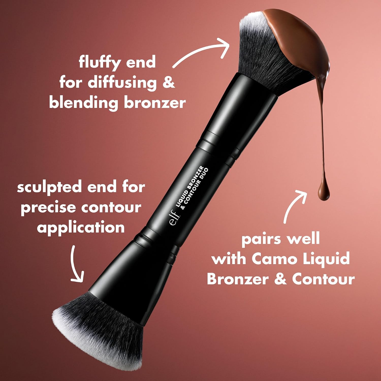 e.l.f. Liquid Bronzer & Contour Duo Brush | Silky Highly Pigmented Formula with Dual-ended Makeup Brush, Synthetic Bristles, 100% Vegan and Cruelty-Free - Image 2