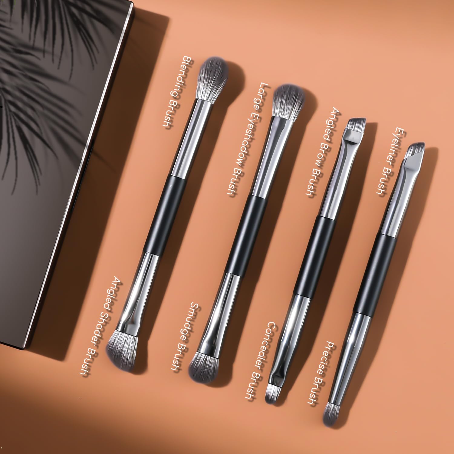 ENERGY Travel Eyeshadow Brush Set, Double Ended | Professional Eye Makeup Brushes with Color removal spone and mirror case - Image 2