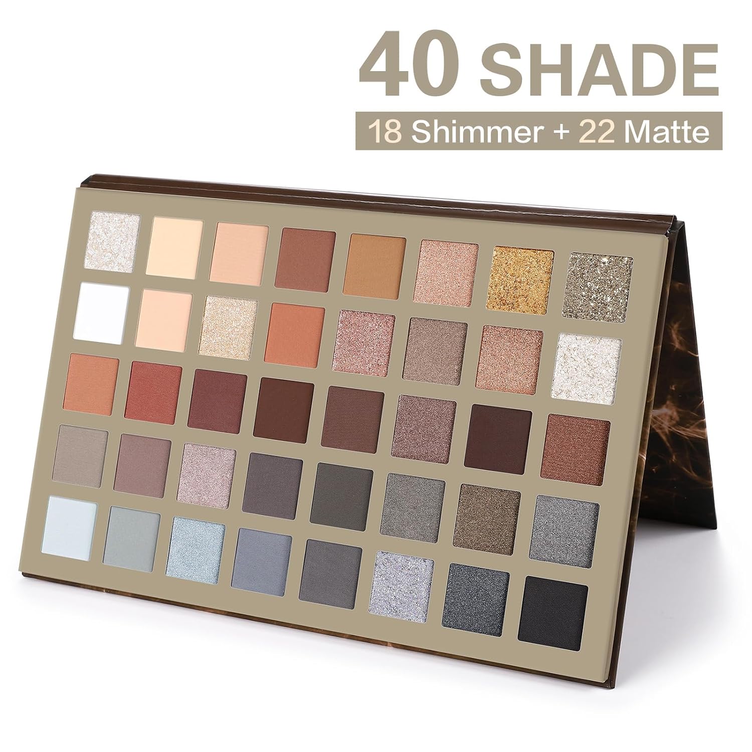 UCANBE Nude Eyeshadow Makeup Palette, 40 Color Matte Shimmer Glitter Eye Shadow, Neutral Black Dark Grey Smoky Make Up Pallet Highly Pigmented Long Lasting Waterproof - Image 2