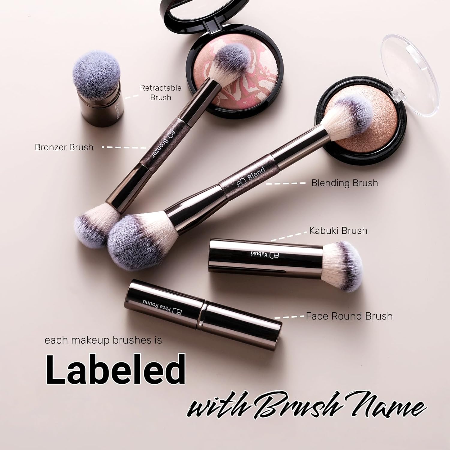 Professional Makeup Brush Set BS-MALL with Travel Case, 20PCS Synthetic Makeup Brushes for Foundation, Conce aler, Blush, Powder & Eyeshadow, Labeled Face Eye Brushes for Beginners, Makeup Artists - Image 4