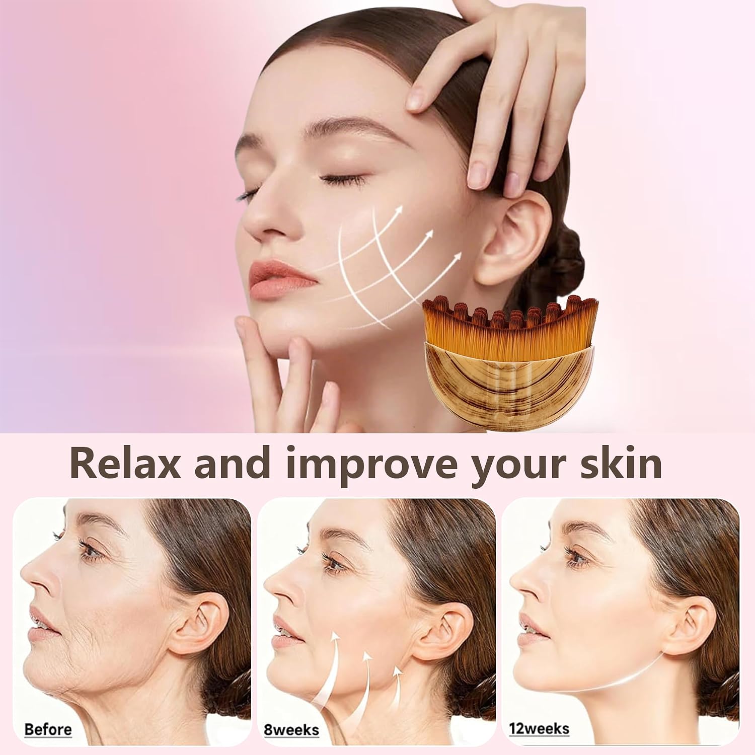 Lymphatic Contour Face Brush(2-PCS),Super Soft Manual Lymphatic Drainage Massager for Sculpting, Relieve Fatigue & Reduce Puffiness, with Portable Case Suitable for Facial Cleansing and Massage - Image 2