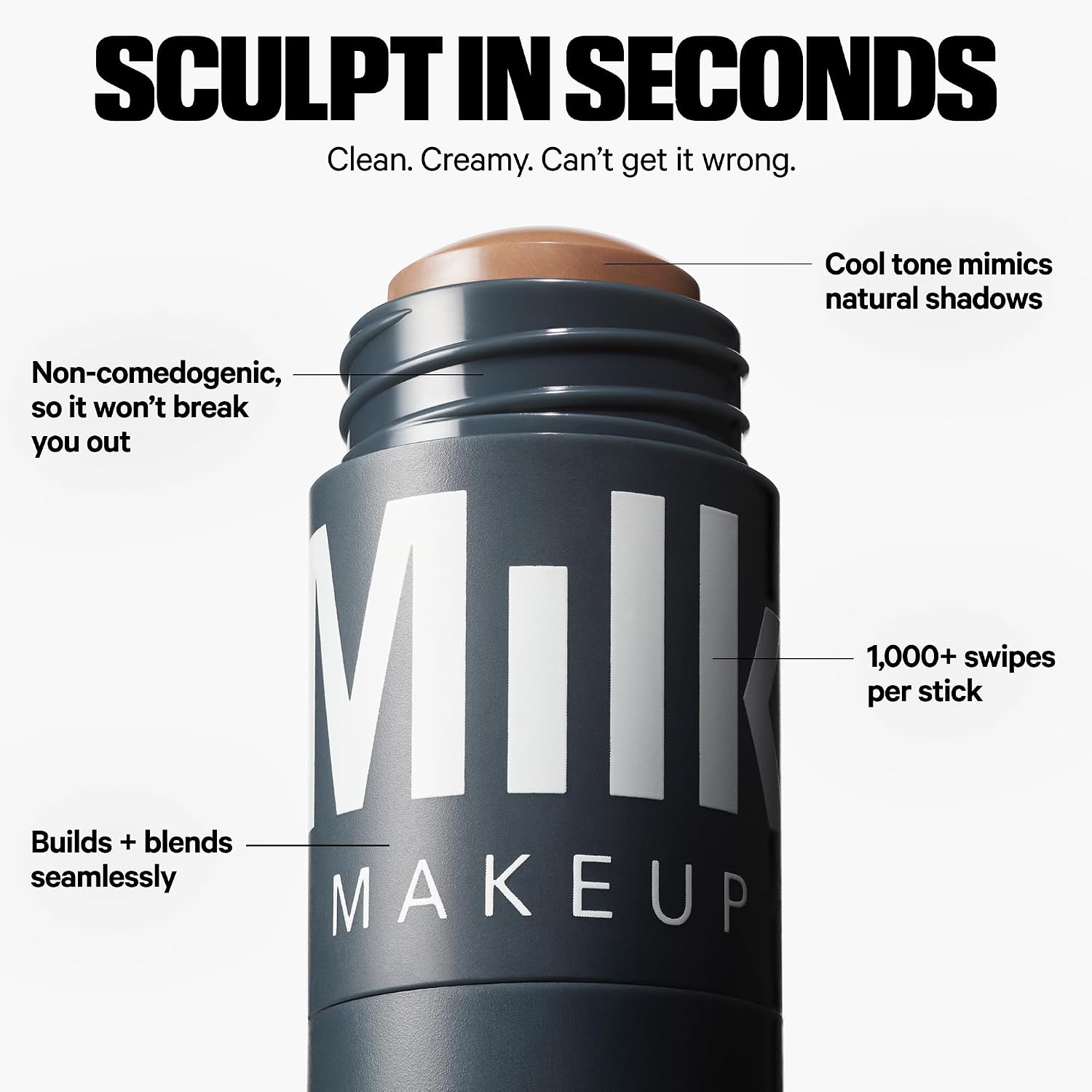 Milk Makeup Sculpt Stick – Cool-Toned Cream Contour Stick Adds Depth, Dimension + Shape for Natural-Looking Shadows – Hydrating, Buildable Formula w/Thyme Extract - Image 2