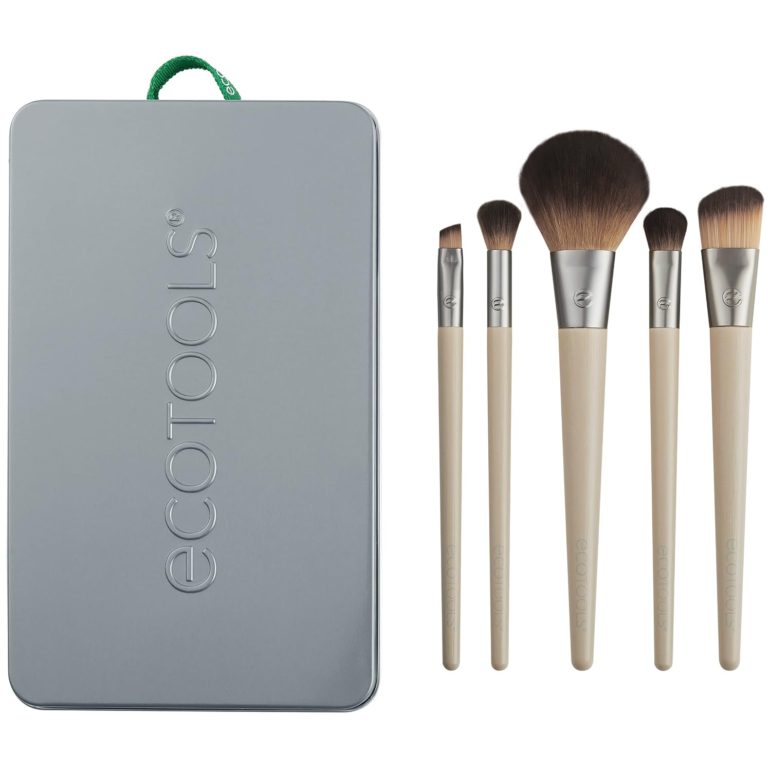 EcoTools 6 Piece Start the Day Beautifully Makeup Brush Set | Natural face and eye look, makeup brush kit for liquid cream or powder, bamboo makeup brushes, storage tin - Image 7