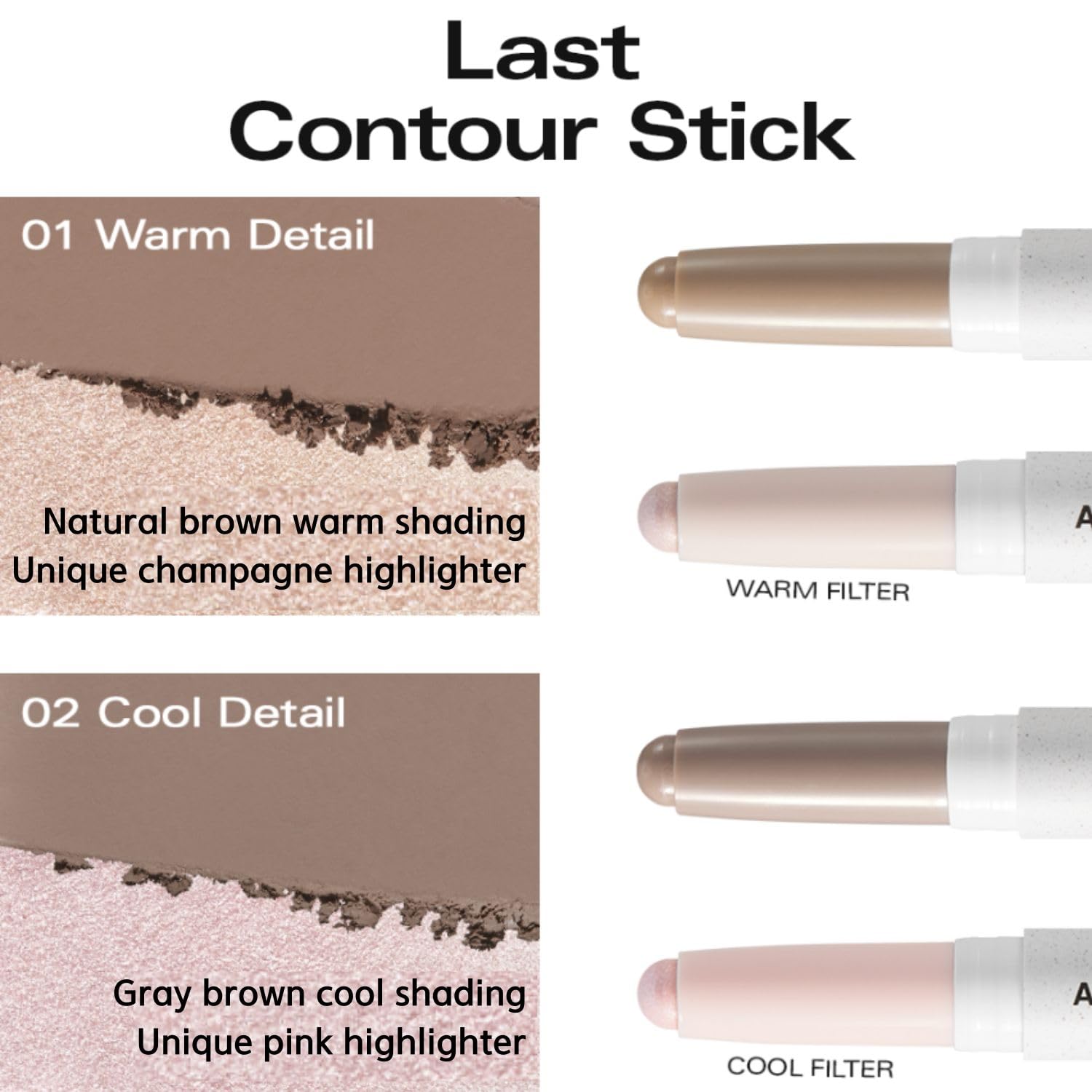 BBIA Last Contour Stick - Dual-Sided Contouring & Highlighting Duo Stick Easy Dual-Ended Natural Contour & Highlight Blendable Buildable Longlasting Korean Face Makeup (02 COOL DETAIL, Pack of 1) - Image 3