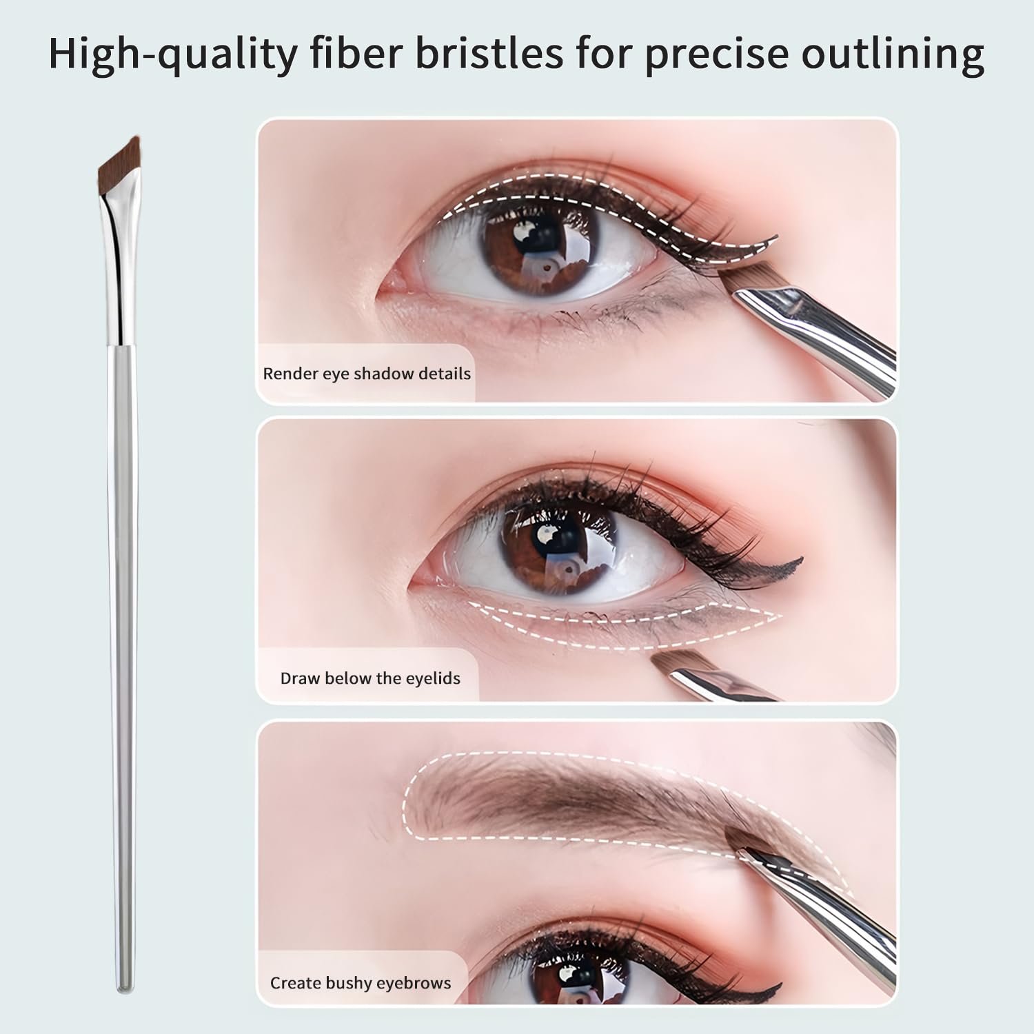 Nose Contour Brush Eyeliner Brush Set 5PCS, Fine Angled Eyeliner Brush Concealer Brush, Ultra Thin Slanted Flat Eyeliner Makeup Brushes, Contour Brushes for Blending Liquid Cream Powder Cosmetics - Image 7