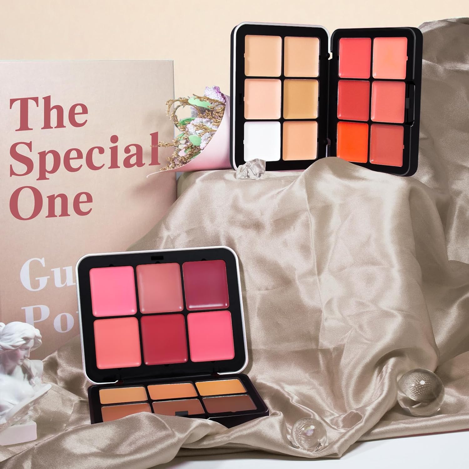 HOSAILY 12 Colors Cream Blush Palette, Color Correcting Concealer Foundation Palette, Long Wearing Smudge Proof Blendable Matte Finish Blush Powder Highlighter and Cream Contour Palette Makeup (01) - Image 7