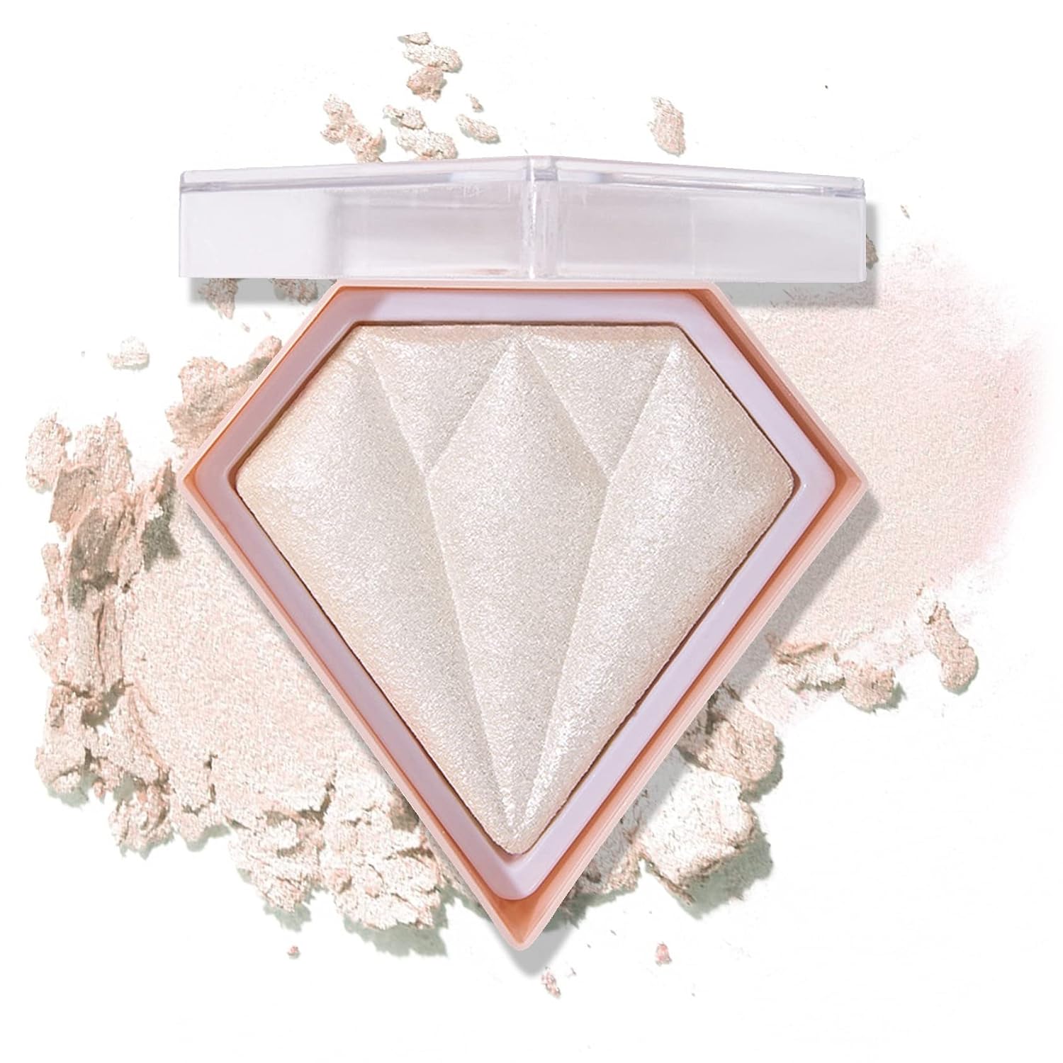 White Highlighter Makeup Palette, Shimmer Powder, 01 Pearl White | Waterproof Long-Lasting Luminous Finish, Silky Blendable Brightens Face Highlighters Contour Powder Makeup Palette