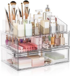 Clear Stackable Makeup Organizer wi...