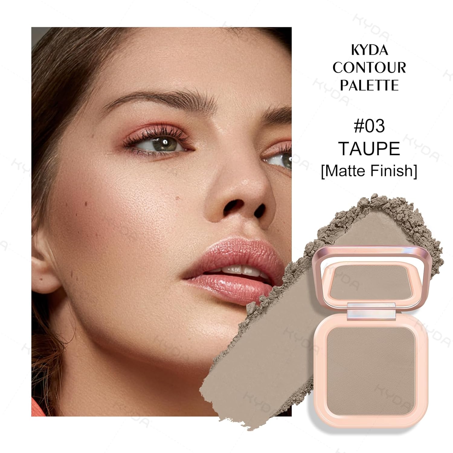 KYDA Face Sculpting Contour Palette, Smooth Matte Contour Pressed Powder, Ultra-fine Lightweight, Easy to Blend, Multiuse Baked Contour Makeup-TAUPE - Image 2