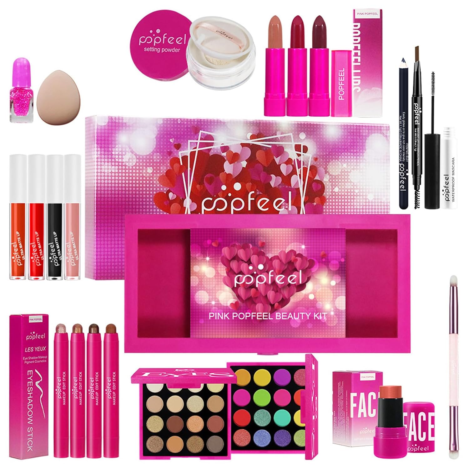 Hot Pink All in One Makeup Kit for Women Full Kit, Mother's Day Makeup Gifts Set for Women Girls, Hot Pink Makeup Essential Bundle Include Eyeshadow Palette Lipstick Blush Foundation Concealer - Image 4